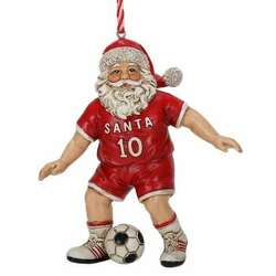 Item 516358 Soccer Santa Ornament