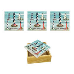 Thumbnail Outer Banks Lighthouse Coaster Set With Holder