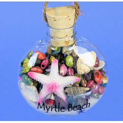 Item 524006 Myrtle Beach Bottle With Sand and Shells Ornament