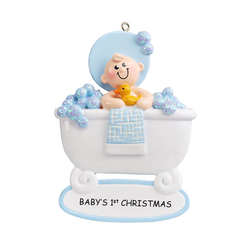 Item 525094 Blue Baby Bath Ornament