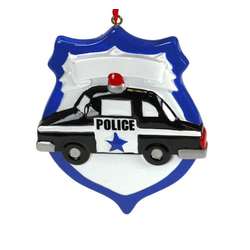 Item 525171 Police Badge With Banner & Police Car Ornament