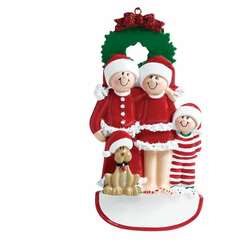 Thumbnail Christmas Family Of 3 With Dog Ornament