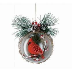 Item 527134 Cardinal In Ball With Pine Needles Ornament