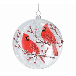 Thumbnail Two Red Cardinals Disc Ornament