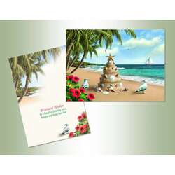 Thumbnail Sand Tree On Beach Christmas Cards