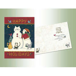 Thumbnail Snowman With Cats Christmas Cards