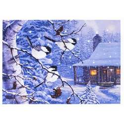 Item 558057 Tabletop Snow Birds Lighted Canvas Print