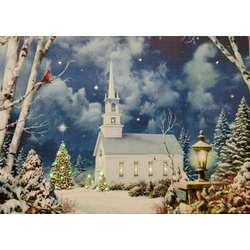 Item 558086 thumbnail Snowy Church/Forest Lighted Canvas Print