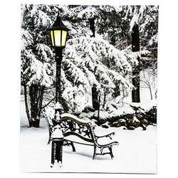 Item 558099 Lighted Canvas Winter Bench Scene