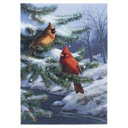 Thumbnail Tabletop Cardinals On Evergreen Lighted Canvas