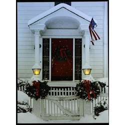 Item 558190 LED White House With Red Door Canvas Print
