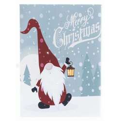 Item 558307 Tabletop Merry Gnome Lighted Canvas