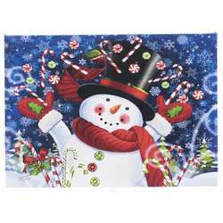 Item 558325 Tabletop Candy Cane Snowman Lighted Canvas