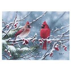 Item 558500 Tabletop Cardinal On Branch Lighted Canvas