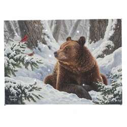 Item 558581 Tabletop Bear Watching Lighted Canvas