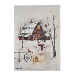 Item 558592 thumbnail Tabletop Barnyard Snowman Lighted Canvas