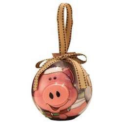 Item 565006 Blinking Country Pig Ball Ornament