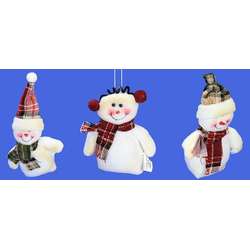 Item 568511 Soft Snowman With Plaid Hat/Scarf Ornament