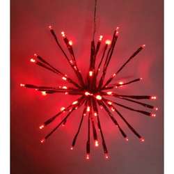 Thumbnail Small LED Lighted Red Starburst Hanging With Red Bulbs