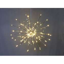 Thumbnail Large LED Lighted Silver Starburst Hanging With Warm White Bulbs