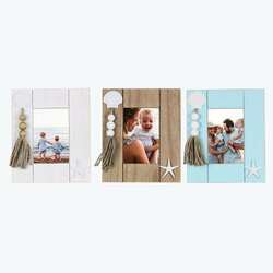 Item 601138 Coastal Photo Frame With Shell and Tassel