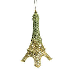Item 805012 Glittered Gold Eiffel Tower Ornament