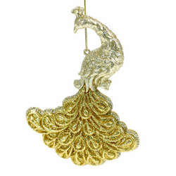 Thumbnail Gold Glitter Peacock Ornament
