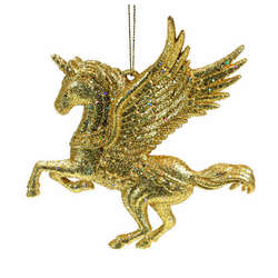 Item 805033 thumbnail Gold Glitter Unicorn With Wings Ornament