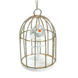 Item 808011 thumbnail Glitter Birdcage With Bird Ornament