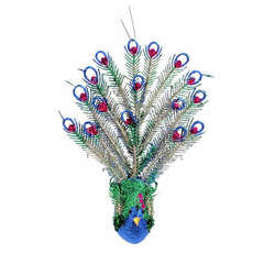 Item 808064 Glitter Peacock With Tall Tail Clip Ornament