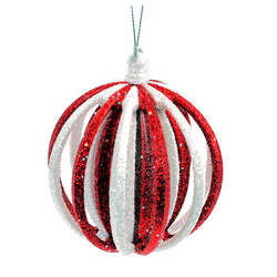 Item 812039 Red/White Hollow Ball Ornament