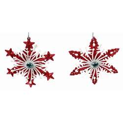 Thumbnail Red & White Snowflake Ornament