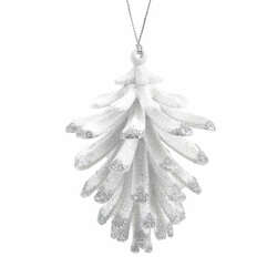 Thumbnail White and Silver Tipped Pinecone Ornament