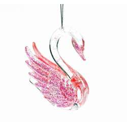 Item 815016 Clear Swan With Pink Wing Ornament