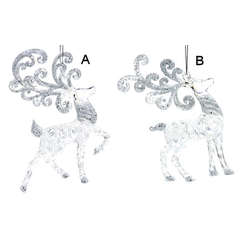 Thumbnail Clear/Glitter Reindeer Ornament