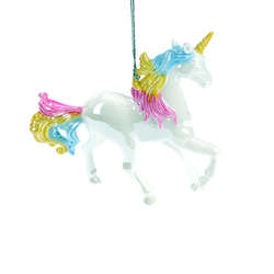 Item 818027 White/Rainbow Unicorn Ornament