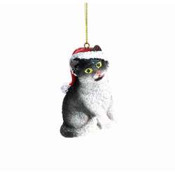 Item 820013 Tuxedo Cat With Santa Hat Ornament