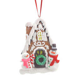 Thumbnail Claydough Gingerbread House With Couple Ornament