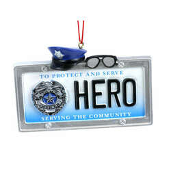 Item 825040 Police Hero License Plate Ornament
