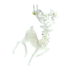 Thumbnail White/Silver Deer With Glitter Ornament