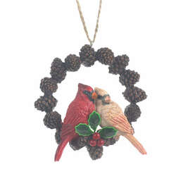 Item 835025 thumbnail Pinecone Wreath With Cardinal Ornament