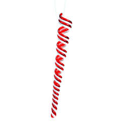 Thumbnail Red and White Swirl Icicle Ornament