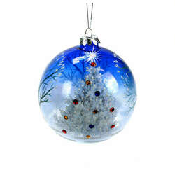 Thumbnail White Jeweled Tree/Blue Ball Ornament