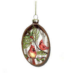 Thumbnail Cardinal Glass Wood Disc Ornament
