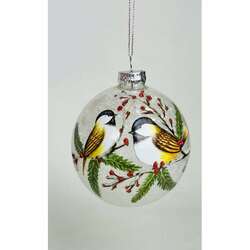 Thumbnail Glass Chickadee Ball Ornament