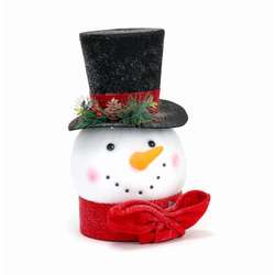 Item 850002 Snowman Head With Red Bow Tree Topper