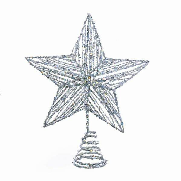 Item 100030 Silver/Iridescent Glitter Star Tree Topper