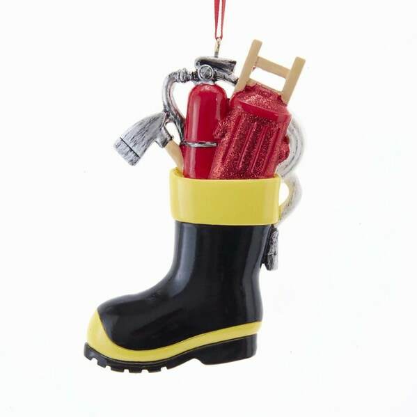 Item 100145 Firefighter Boot With Tools Ornament