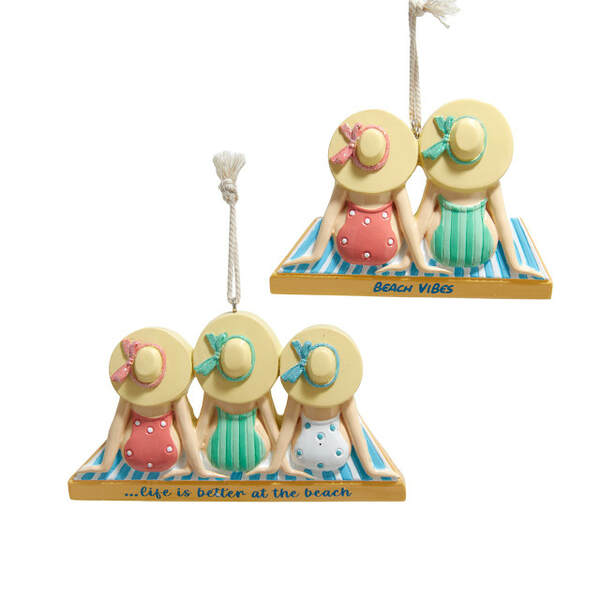 Item 100213 Beach Ladies With Hat Ornament