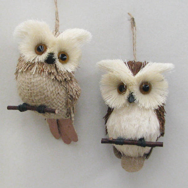Item 100274 Natural Brown/White Owl Ornament